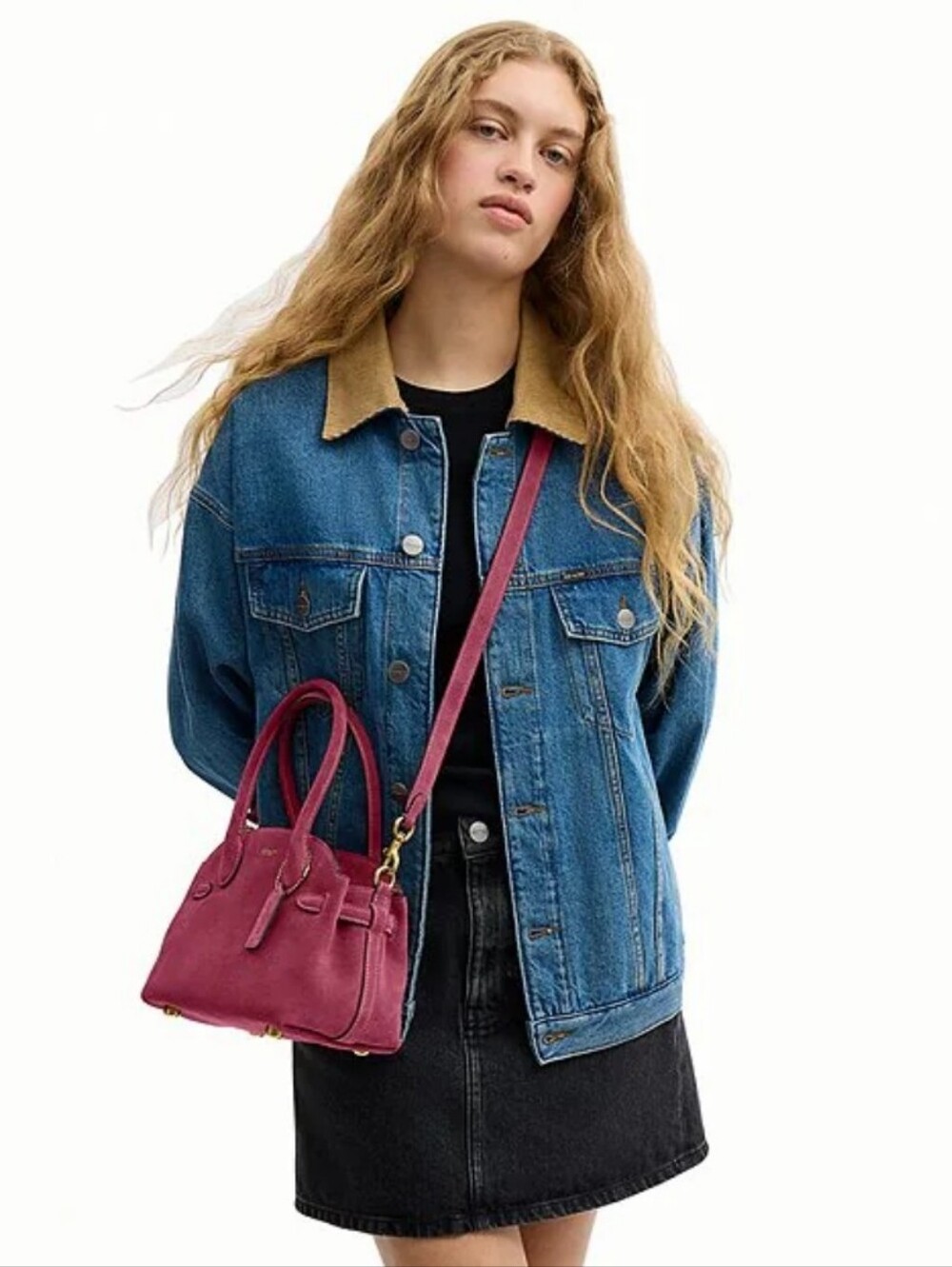 Coach Suede Soft Empire 21 Handle Satchel Bag, Dark Fuchsia